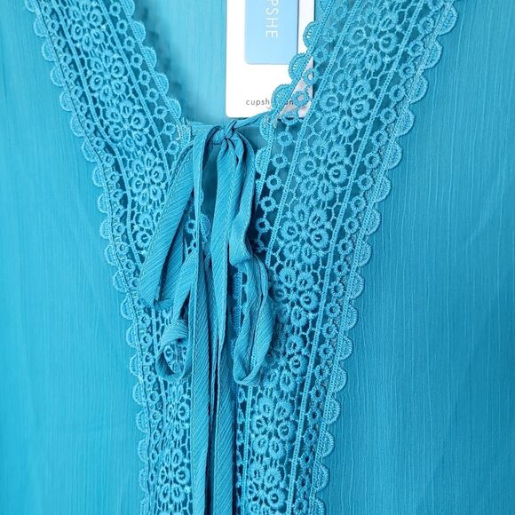 Cupshe Teal Crochet Trim Beach Cover Up One Size - Picture 4 of 10